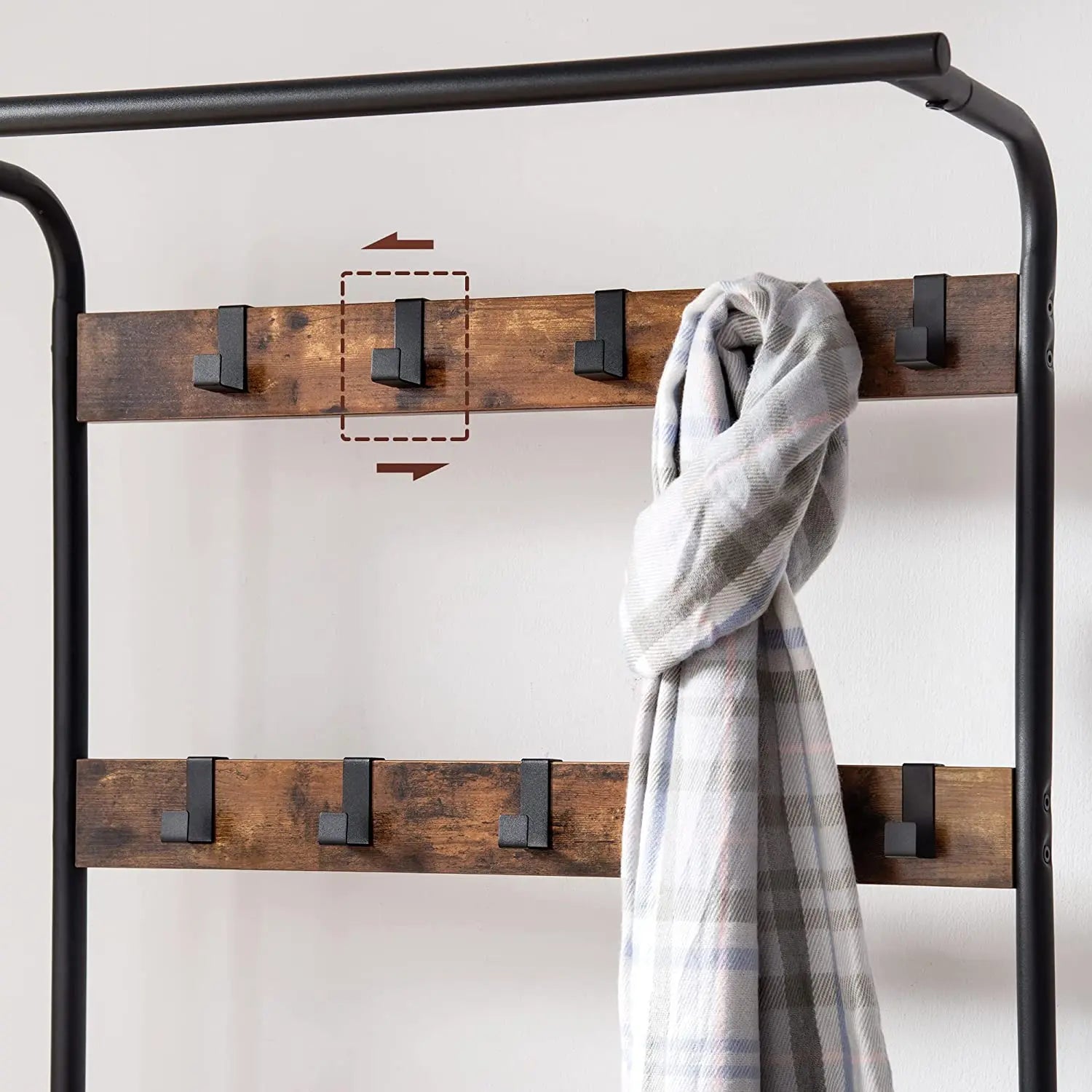Vintage Coat Rack Shoe Bench, Wood Look Accent Furniture and Metal Frame Wholesale Hub