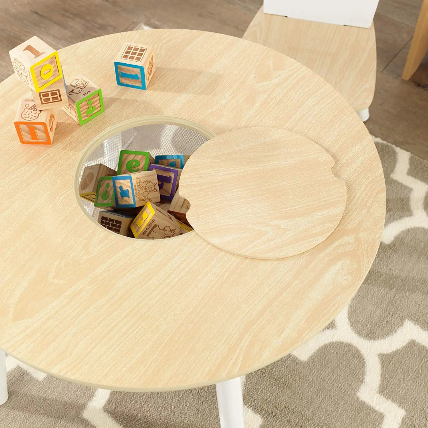 Round Table and 2 Chair Set for children (White Natural) Wholesale Hub