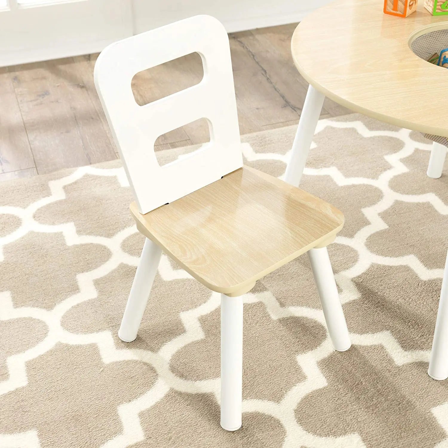 Round Table and 2 Chair Set for children (White Natural) Wholesale Hub