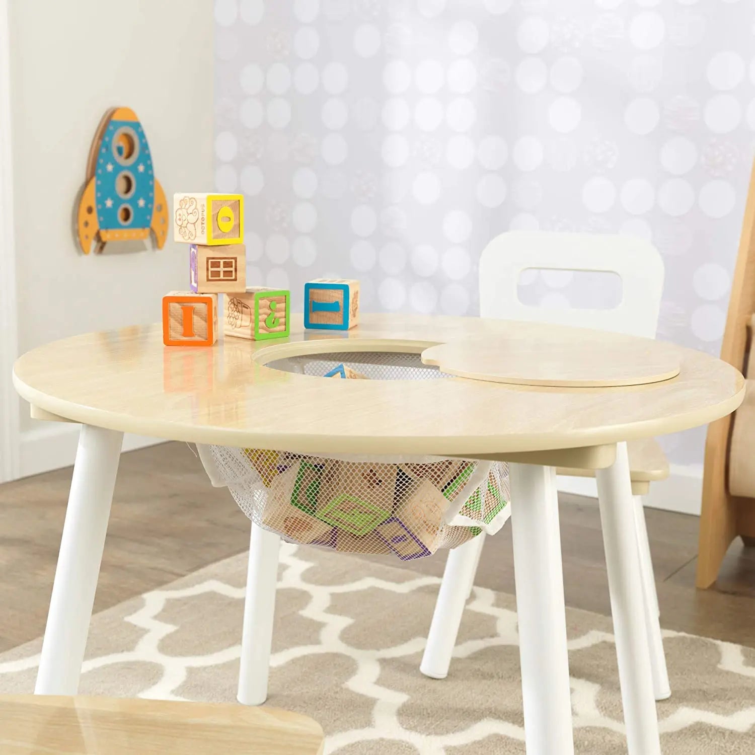 Round Table and 2 Chair Set for children (White Natural) Wholesale Hub