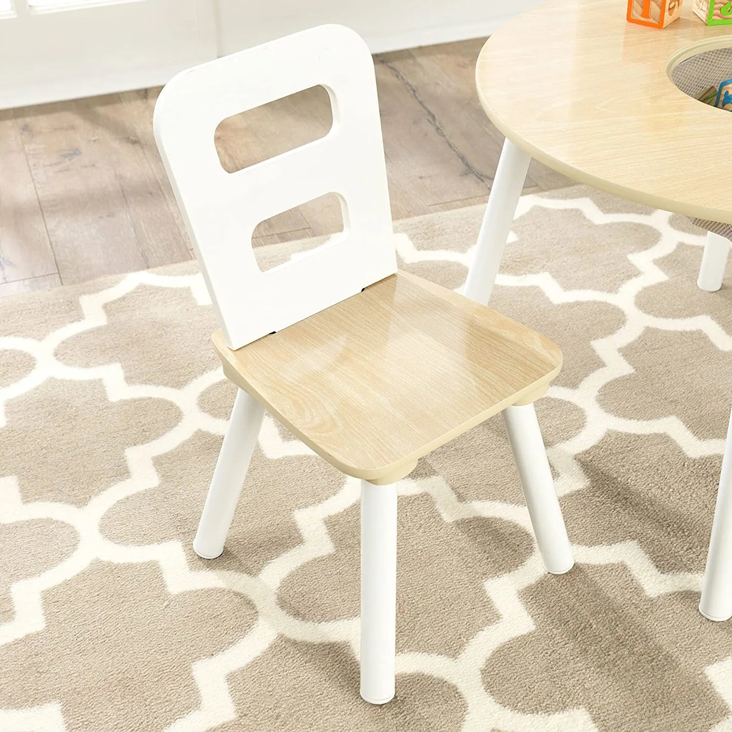 Round Table and 2 Chair Set for children (White Natural) Wholesale Hub