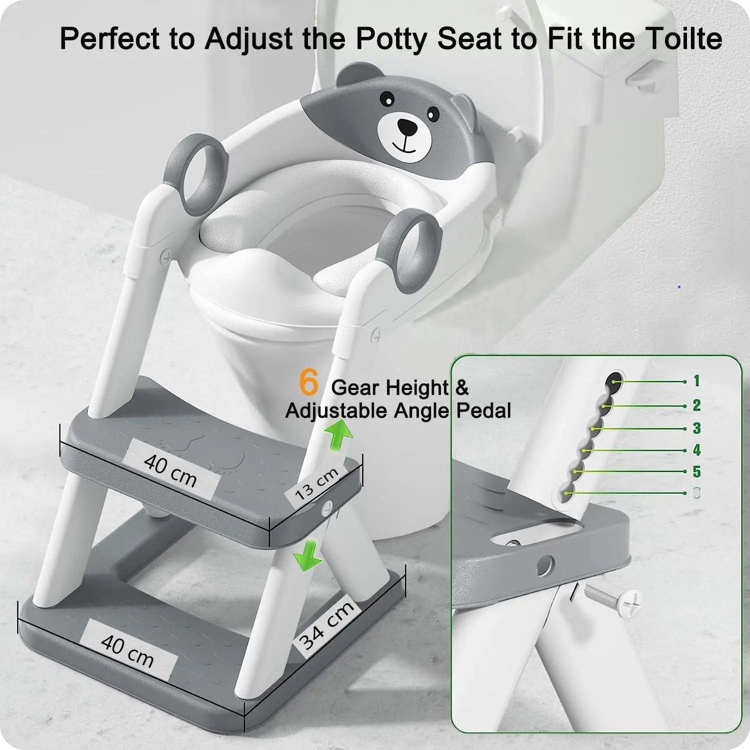 Potty Training Seat Ladder, Kids Boys Girls, Grey Wholesale Hub