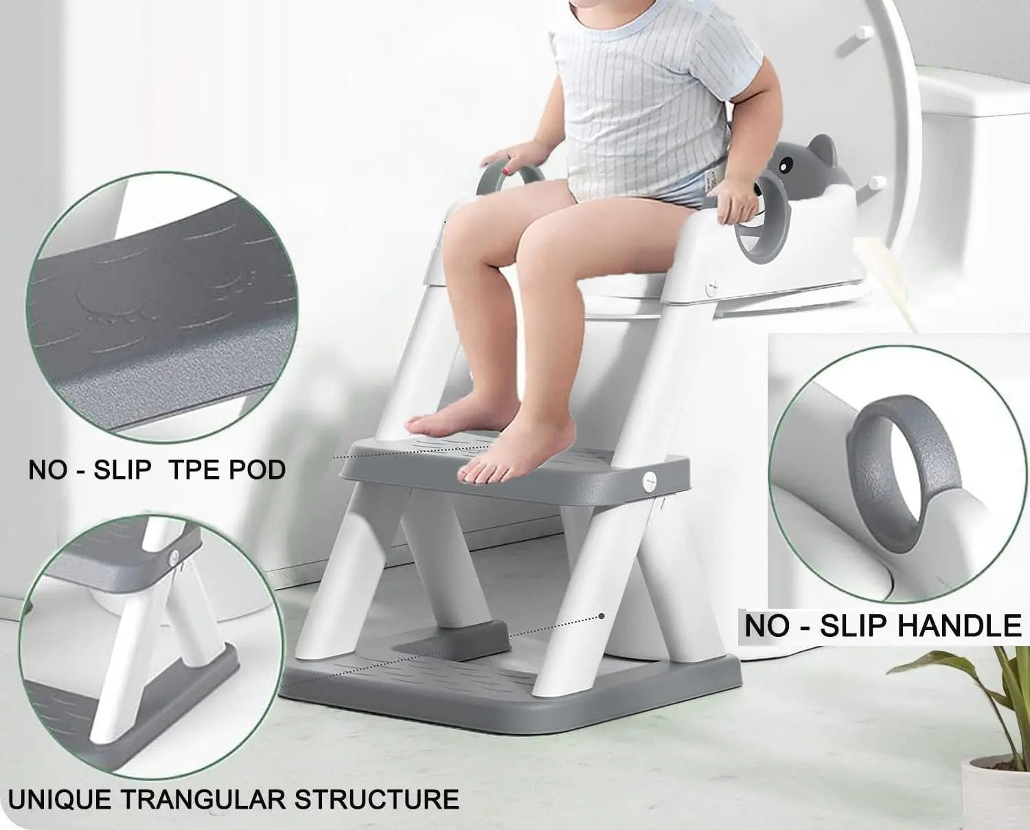 Potty Training Seat Ladder, Kids Boys Girls, Grey Wholesale Hub