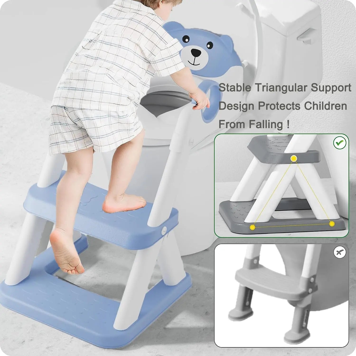 Potty Training Seat Ladder, Kids Boys Girls, Blue Wholesale Hub