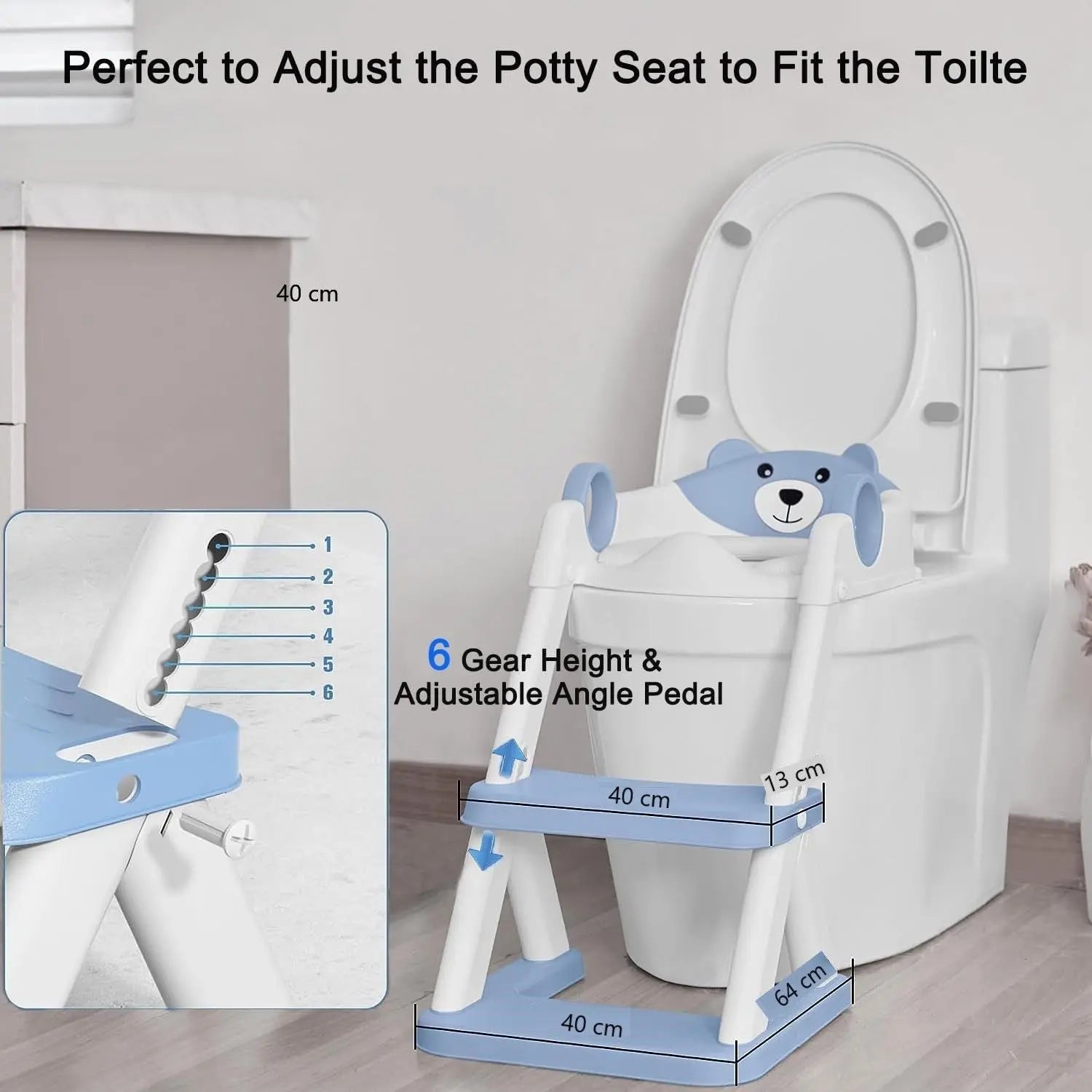 Potty Training Seat Ladder, Kids Boys Girls, Blue Wholesale Hub