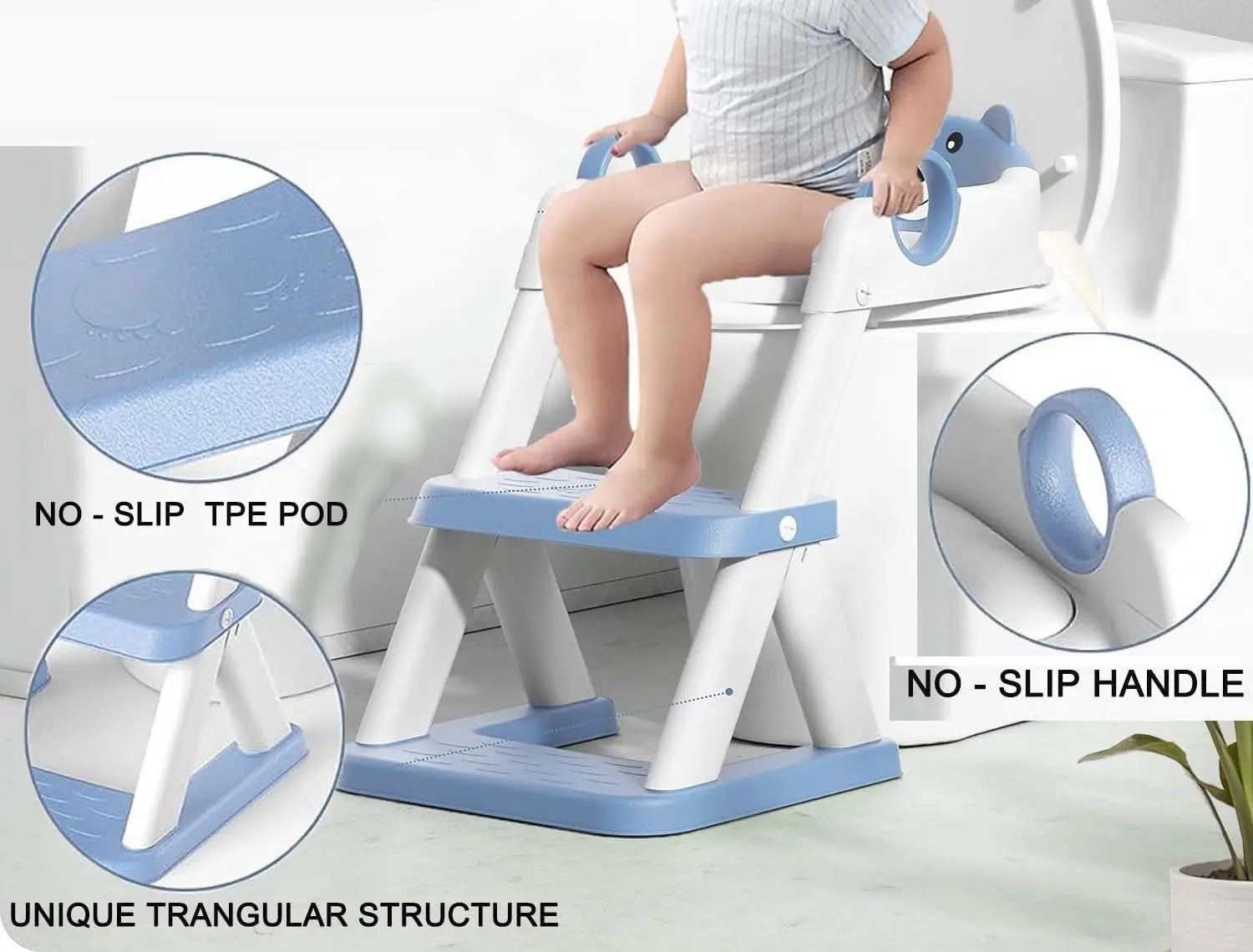 Potty Training Seat Ladder, Kids Boys Girls, Blue Wholesale Hub
