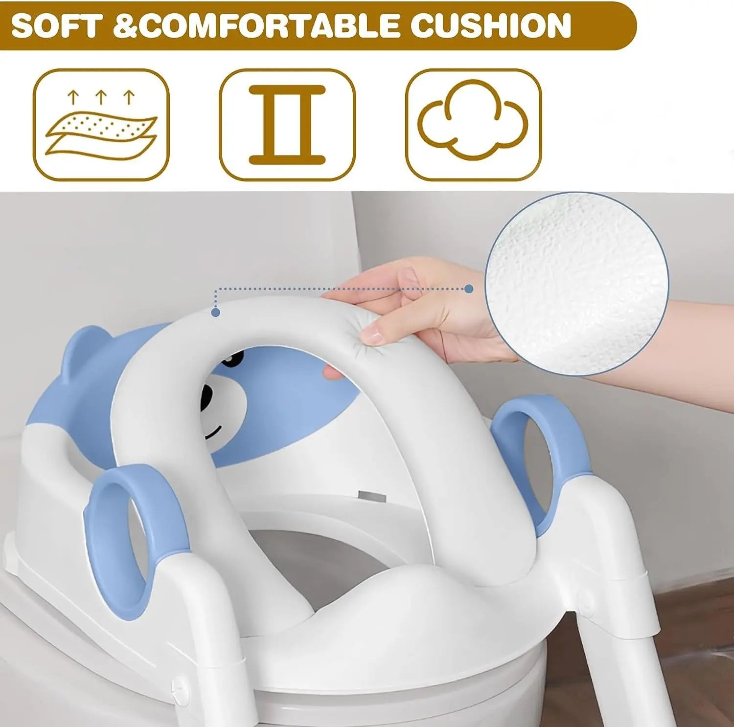 Potty Training Seat Ladder, Kids Boys Girls, Blue Wholesale Hub