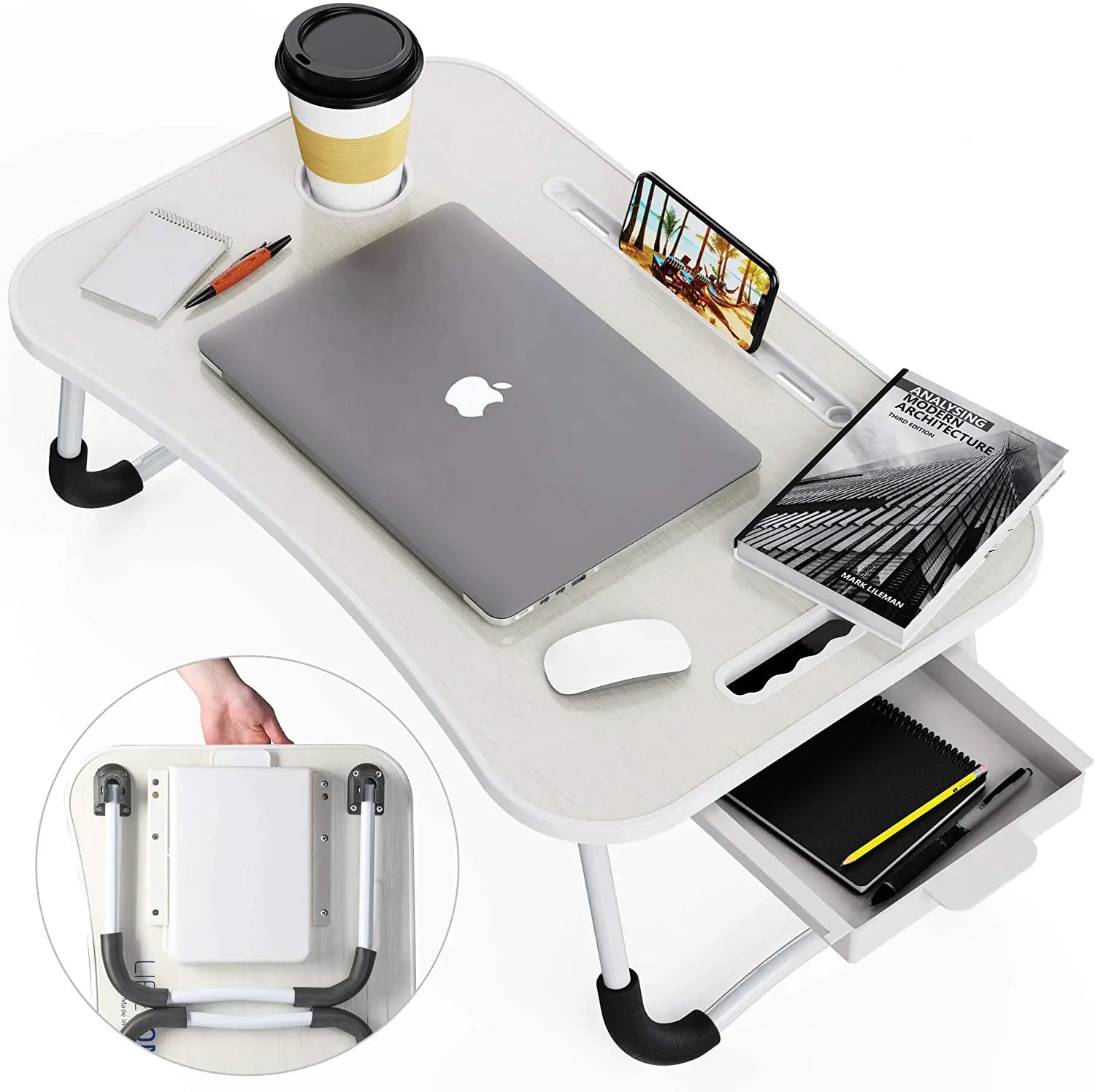 Laptop Bed Desk with Storage and foldable legs for Adults, Kids & Home Office Wholesale Hub