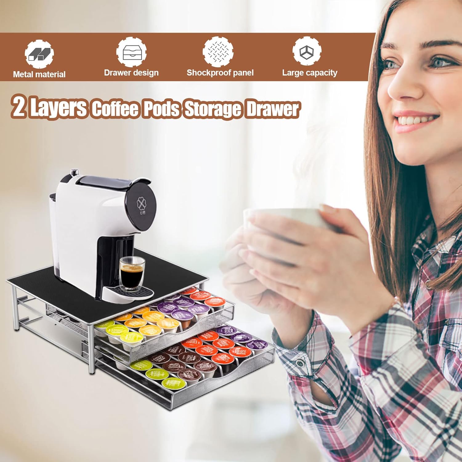 CARLA HOME K-Cup Coffee Pod Drawer for 72 Coffee Pods Storage for Home Kitchen Counter Organizer Wholesale Hub