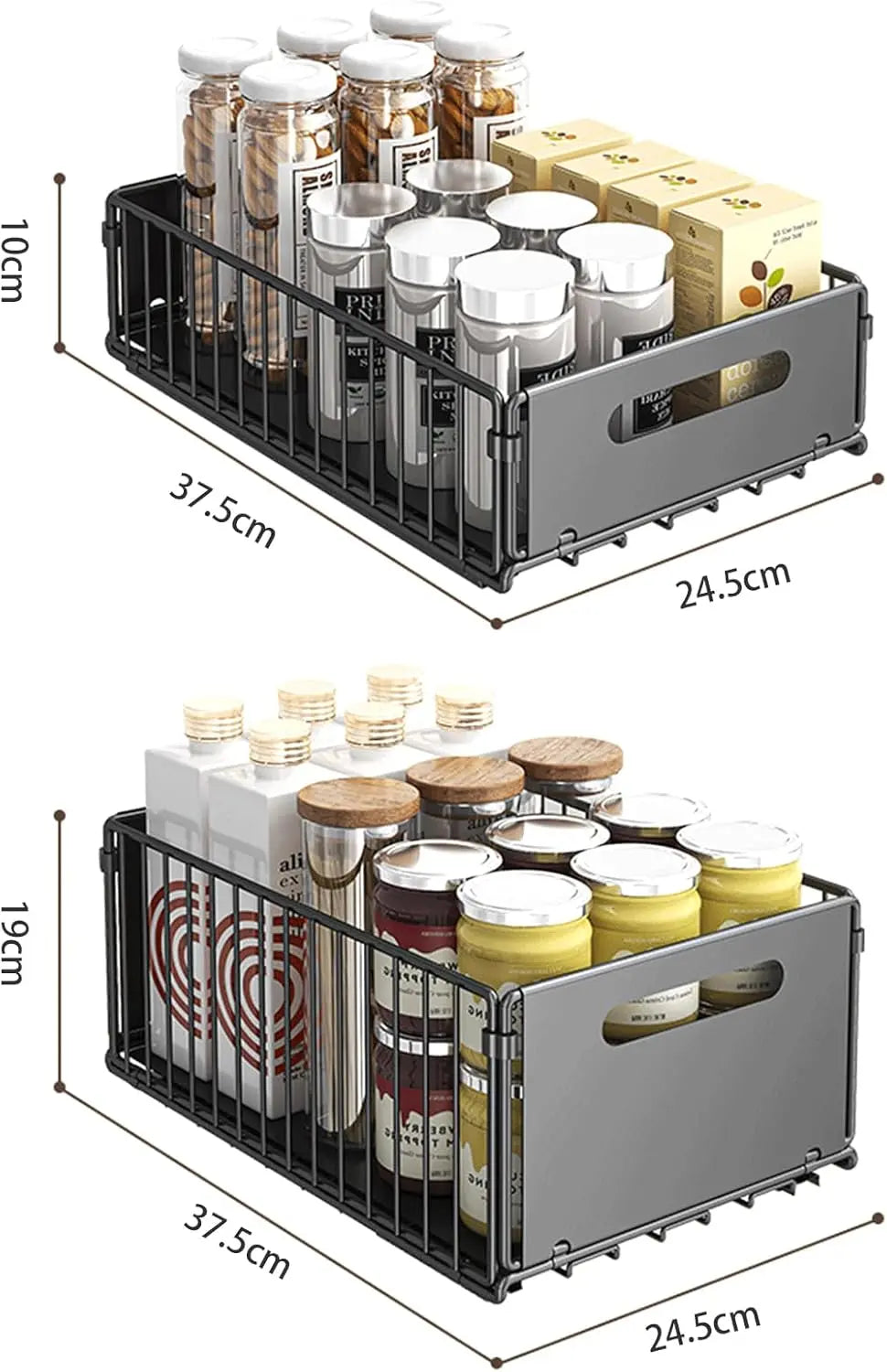 CARLA HOME 2 Pack Pullout Cabinet Kitchen Organizer Drawers with No-Drilling and Adhesive Design for Pantry & Cabinets Wholesale Hub