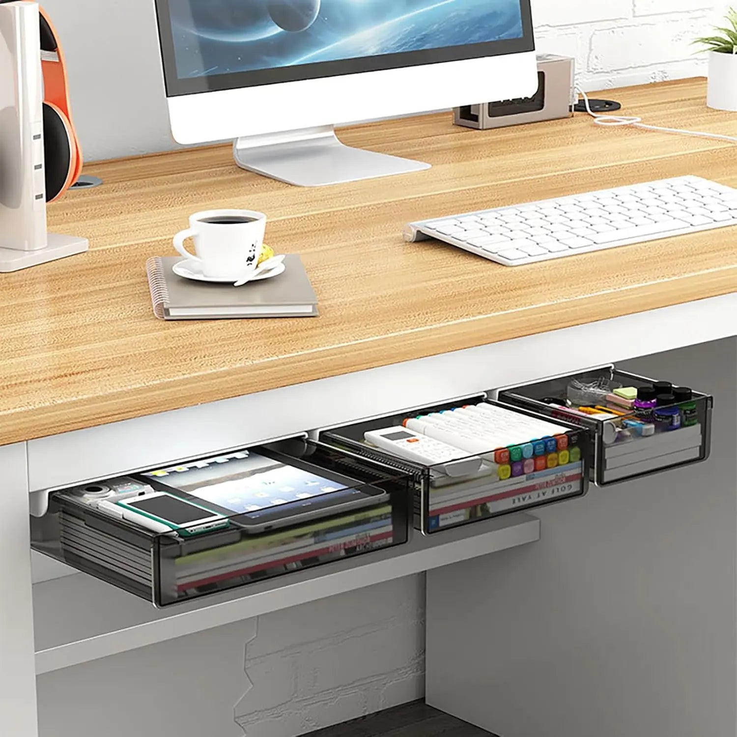 CARLA HOME 3‑Pack Under Desk Storage Drawers Hidden Pull‑Out Organizer for Office & Home Wholesale Hub