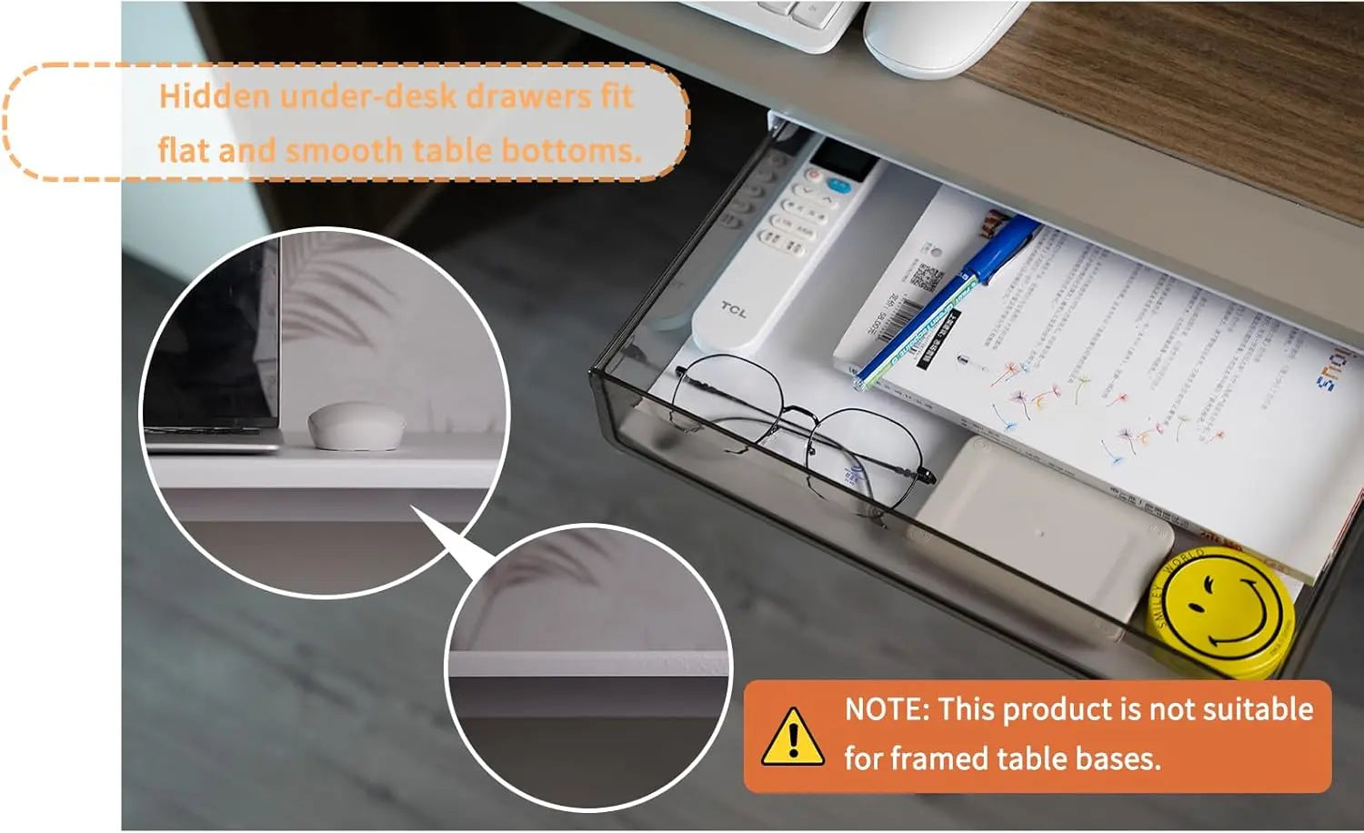 CARLA HOME 3‑Pack Under Desk Storage Drawers Hidden Pull‑Out Organizer for Office & Home Wholesale Hub