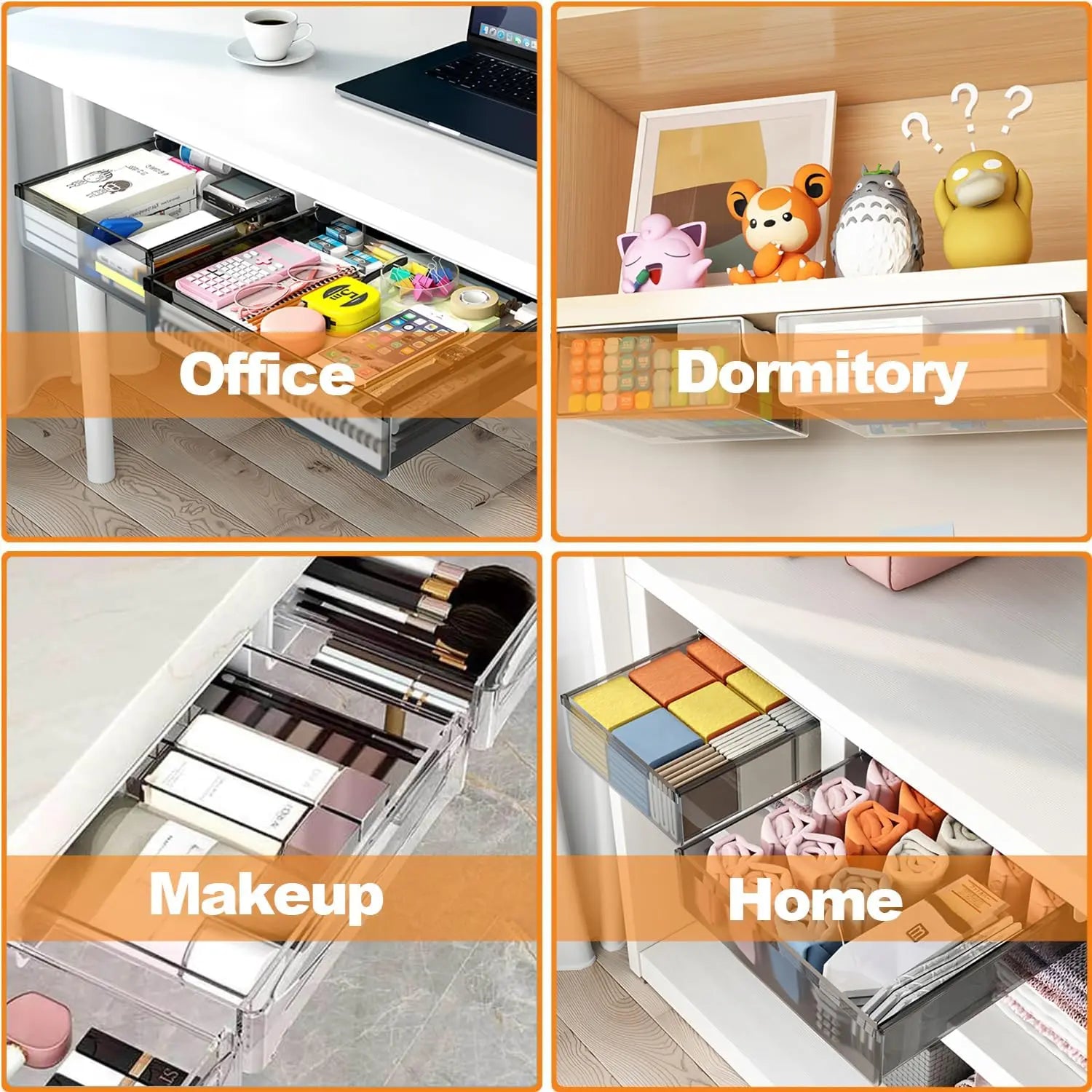 CARLA HOME 3‑Pack Under Desk Storage Drawers Hidden Pull‑Out Organizer for Office & Home Wholesale Hub
