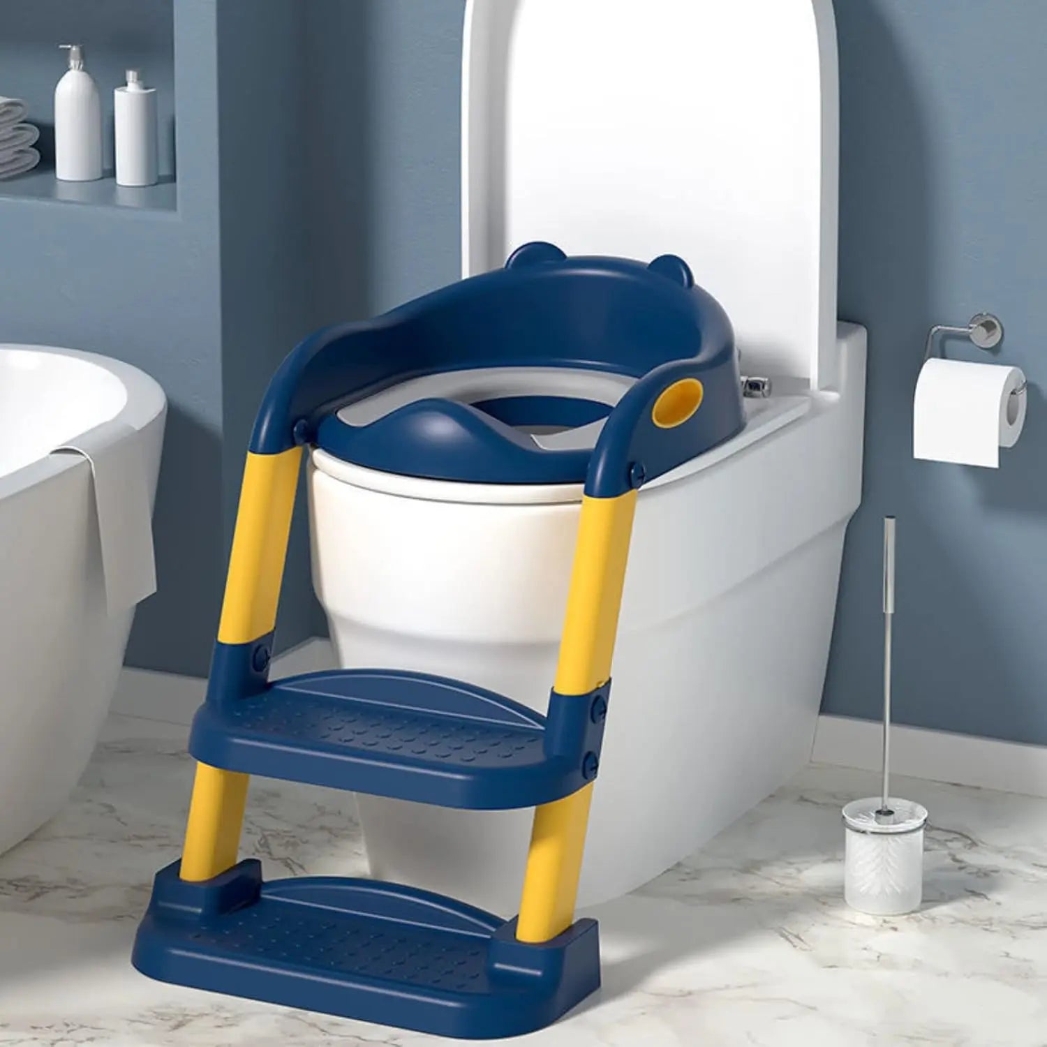 CARLA HOME Potty Training Seat with Step Stool Ladder with Anti-Slip Design, Soft Cushion & Foldable Structure for Kids Bathroom Independence Wholesale Hub