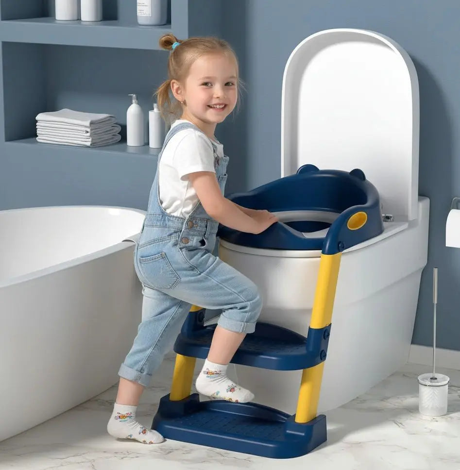 CARLA HOME Potty Training Seat with Step Stool Ladder with Anti-Slip Design, Soft Cushion & Foldable Structure for Kids Bathroom Independence Wholesale Hub