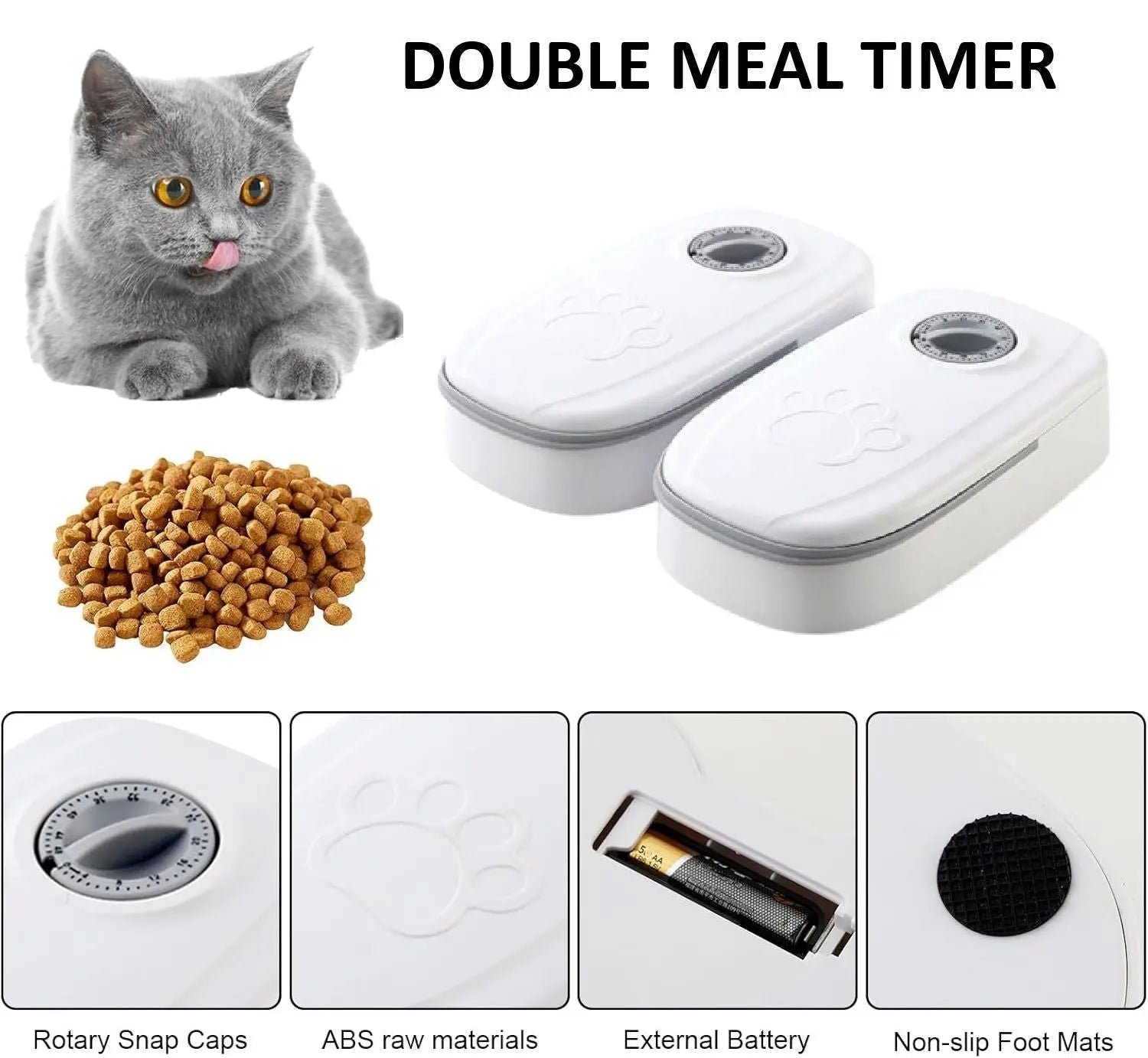CARLA HOME 2 Meal Automatic Pet Feeder with Timer for Cat & Dog Wet & Dry Food (Dual Bowl 700ML) Wholesale Hub