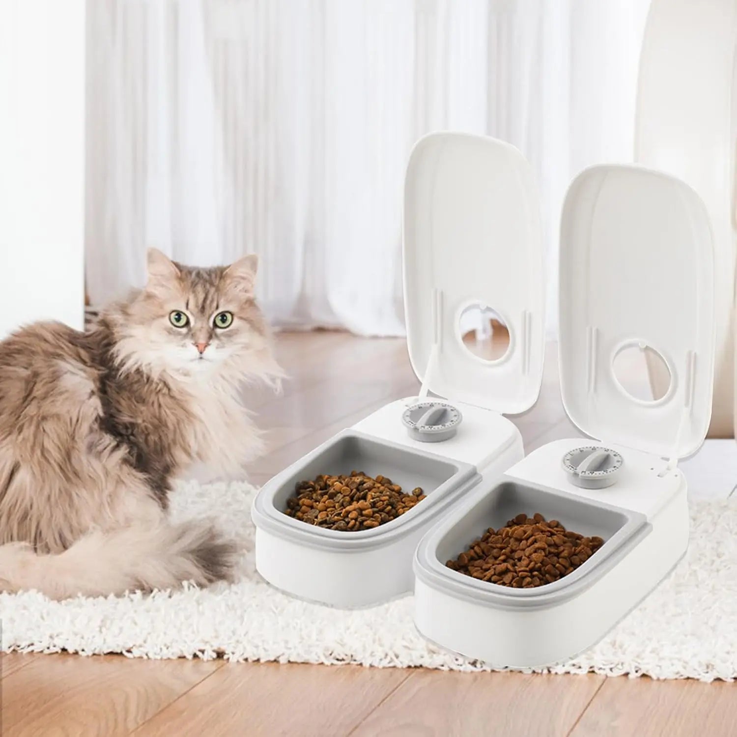 CARLA HOME 2 Meal Automatic Pet Feeder with Timer for Cat & Dog Wet & Dry Food (Dual Bowl 700ML) Wholesale Hub