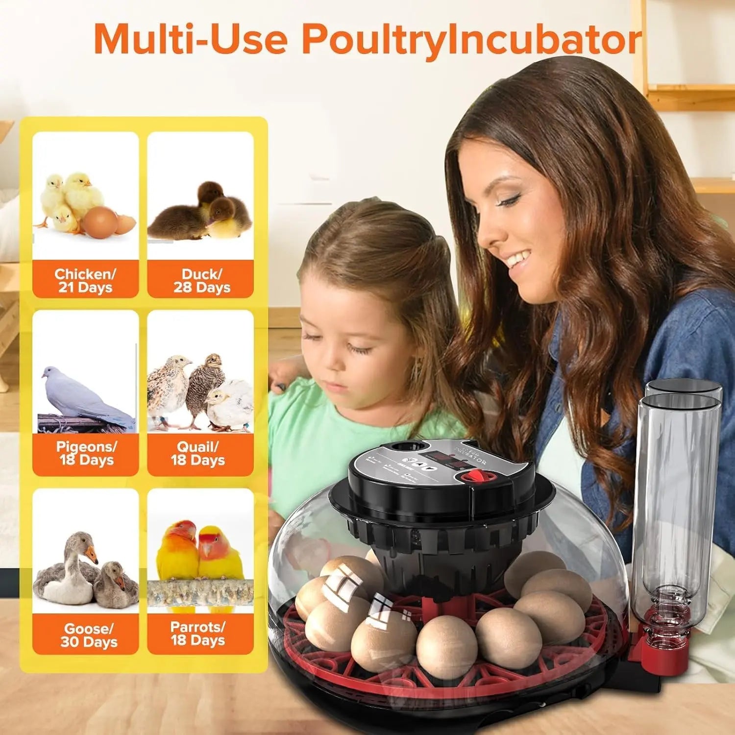 CARLA HOME 12 Egg Incubator with Automatic Turning, LED Display, Humidity & Temperature Control, Auto Water System & Built-in Egg Candler for Chicken, Duck, Quail, Goose Wholesale Hub