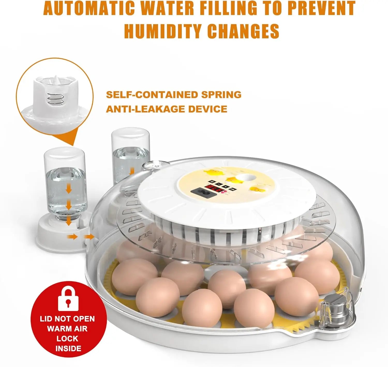 CARLA HOME 18 Egg Incubator with Automatic Turning, LED Display, Humidity & Temperature Control, Auto Water System & Built-in Egg Candler for Chicken, Duck, Quail, Goose Wholesale Hub