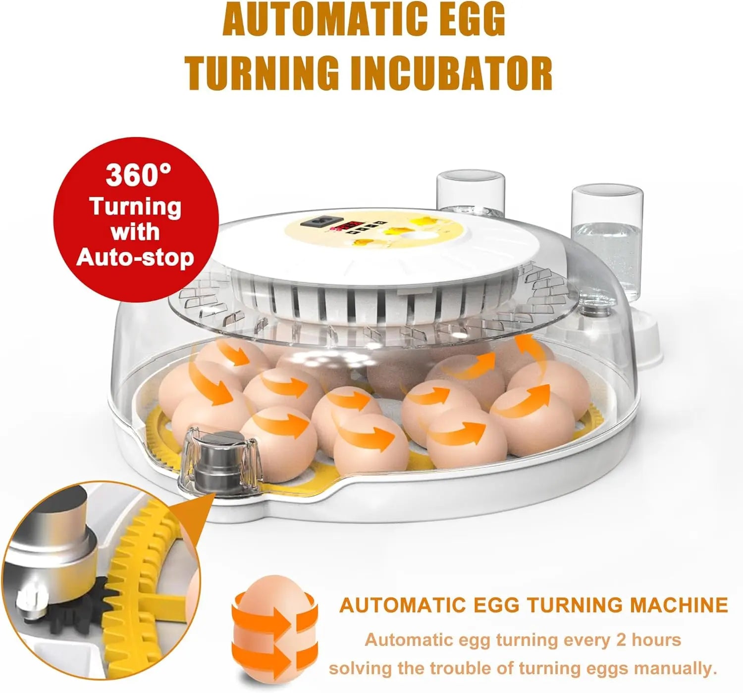 CARLA HOME 18 Egg Incubator with Automatic Turning, LED Display, Humidity & Temperature Control, Auto Water System & Built-in Egg Candler for Chicken, Duck, Quail, Goose Wholesale Hub