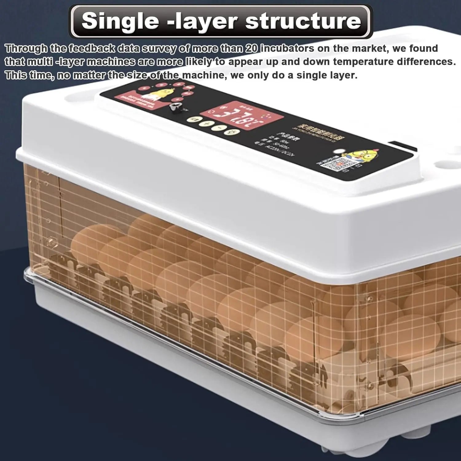 CARLA HOME 70 Egg Incubator with Automatic Turning, LED Display, Humidity & Temperature Control, Auto Water System & Built-in Egg Candler for Chicken, Duck, Quail, Goose Wholesale Hub