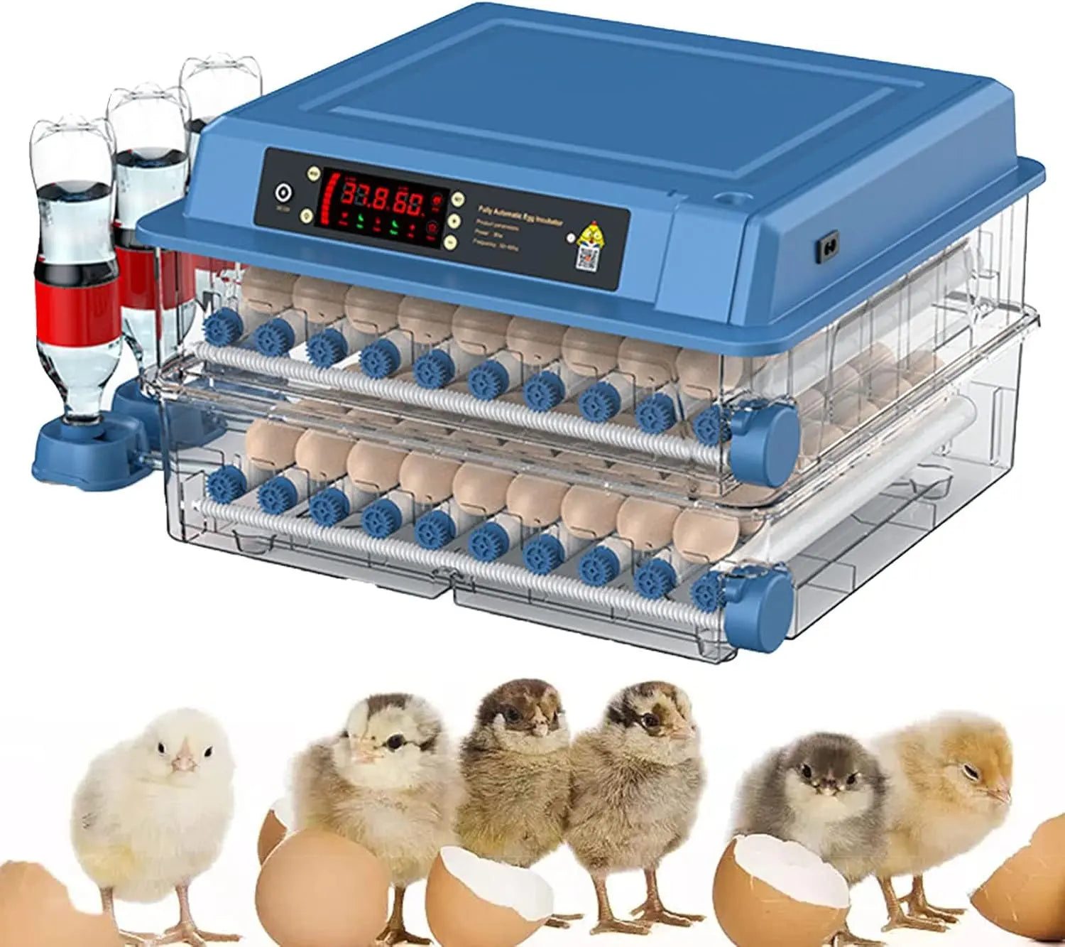 CARLA HOME 128 Egg Incubator with Automatic Turning, LED Display, Humidity & Temperature Control, Auto Water System & Built-in Egg Candler for Chicken, Duck, Quail, Goose Wholesale Hub