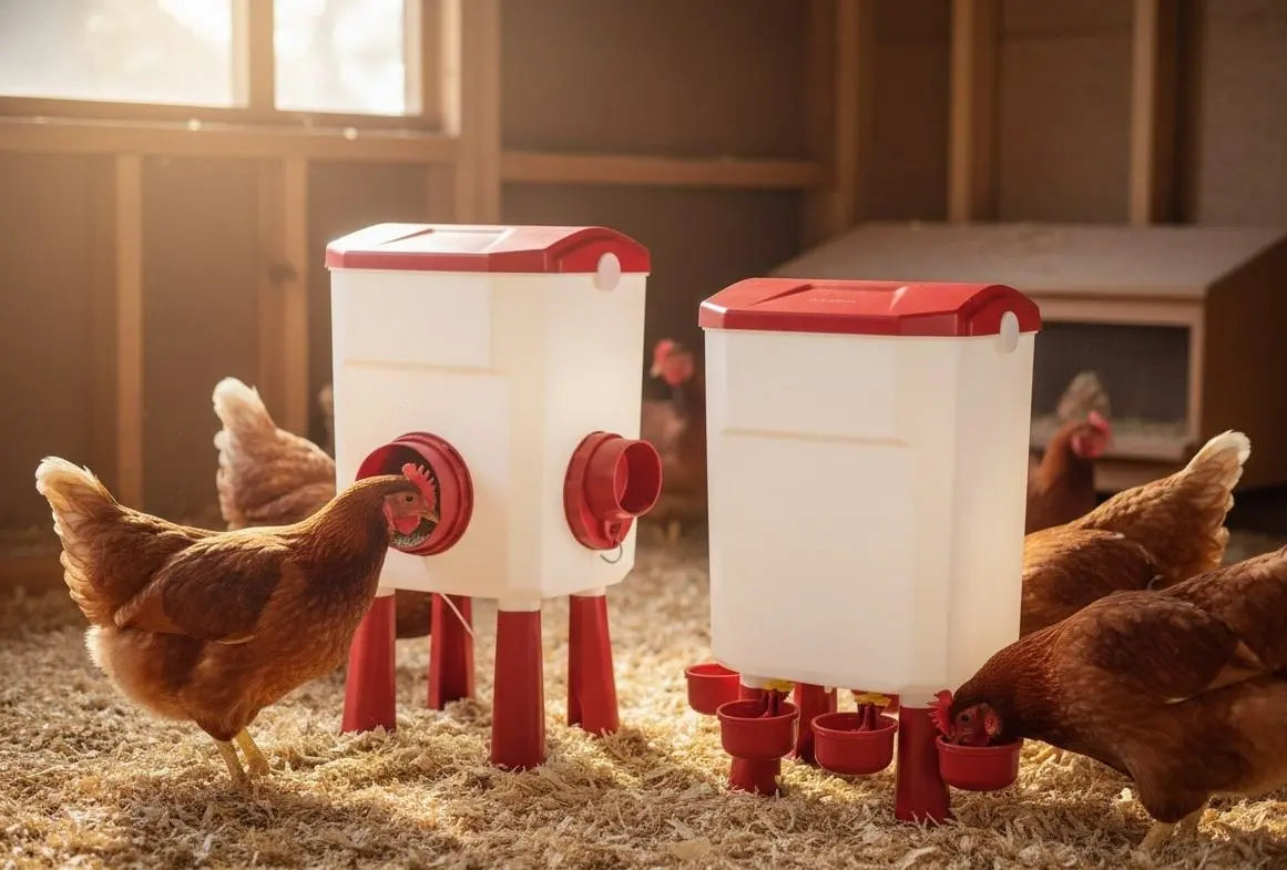 CARLA HOME Automatic Chicken Feeder Waterer Set with 8KG Food 7L Water Capacity for Coop, Chickens, Ducks, Quails (Red) Wholesale Hub