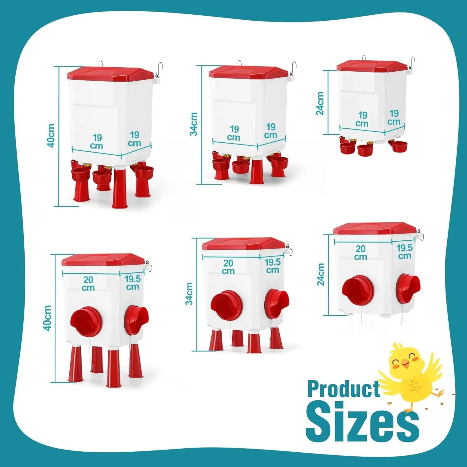 CARLA HOME Automatic Chicken Feeder Waterer Set with 8KG Food 7L Water Capacity for Coop, Chickens, Ducks, Quails (Red) Wholesale Hub