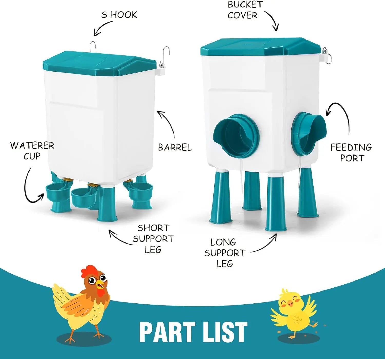 CARLA HOME Automatic Chicken Feeder Waterer Set with 8KG Food 7L Water Capacity for Coop, Chickens, Ducks, Quails (Blue) Wholesale Hub