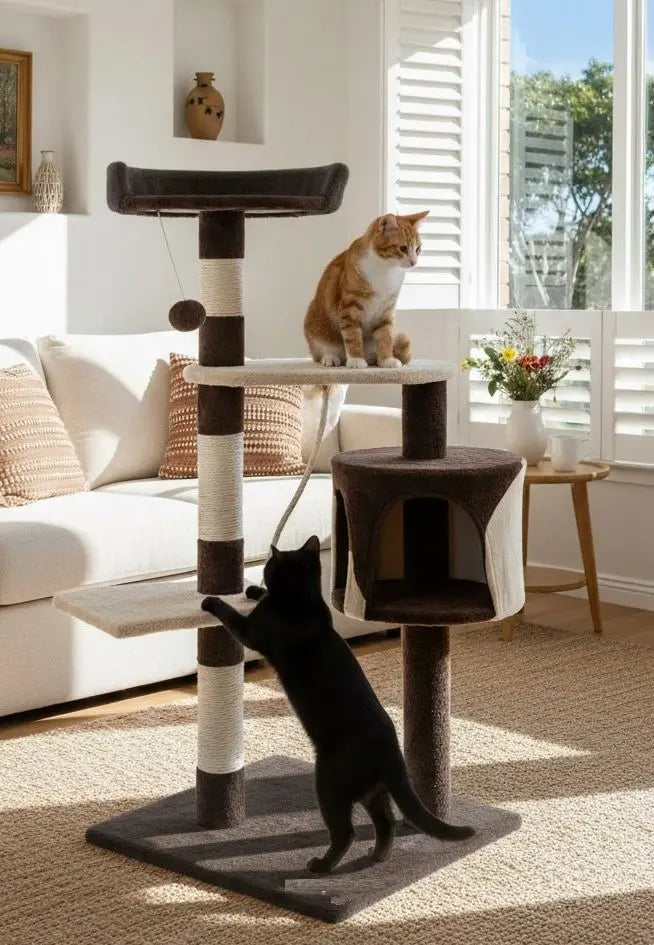 CARLA HOME 140cm Cat Tree for Indoor Cats with Plush Perch, Sisal Scratching Posts & Condo for Kittens & Adult Cats (Dark Grey) Wholesale Hub