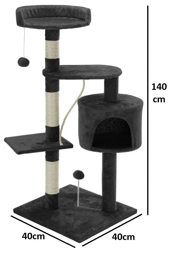 CARLA HOME 140cm Cat Tree for Indoor Cats with Plush Perch, Sisal Scratching Posts & Condo for Kittens & Adult Cats (Dark Grey) Wholesale Hub