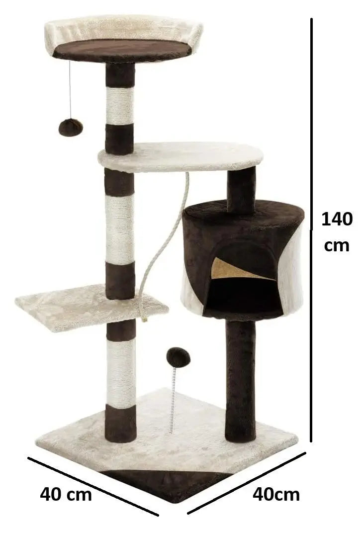 CARLA HOME 140cm Cat Tree for Indoor Cats with Plush Perch, Sisal Scratching Posts & Condo for Kittens & Adult Cats (Beige) Wholesale Hub