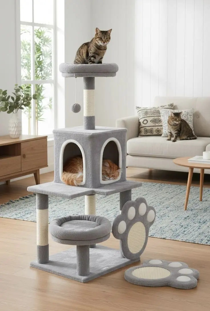 CARLA HOME Large Cat Tree Tower for Indoor Cats with Plush Perch, Cat Condo, Natural Sisal Scratching Posts, Hanging Ball & Paw Scratcher Wholesale Hub