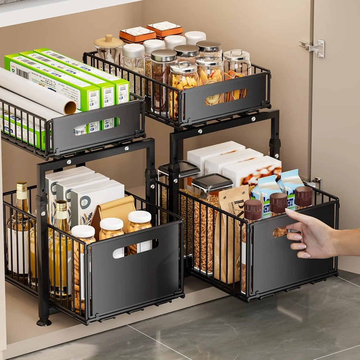 CARLA HOME 2-Tier Under Sink Organizer with Sliding Drawers & Height Adjustable for Kitchen Bathroom Cabinet Organization Wholesale Hub