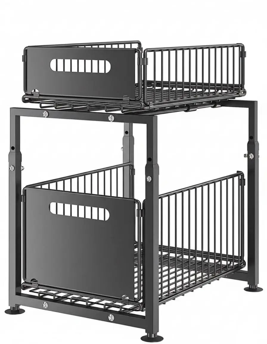 CARLA HOME 2-Tier Under Sink Organizer with Sliding Drawers & Height Adjustable for Kitchen Bathroom Cabinet Organization Wholesale Hub