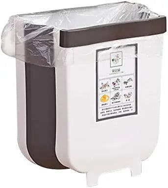 Hanging Trash Can Collapsible Small Garbage Waste Bin for Kitchen Cabinet Door (White) Wholesale Hub