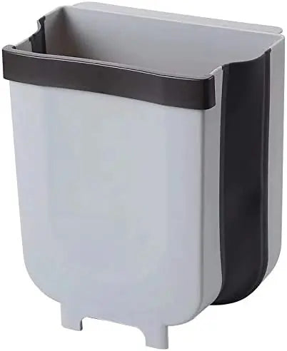 Hanging Trash Can Collapsible Small Garbage Waste Bin for Kitchen Cabinet Door (Grey) Wholesale Hub
