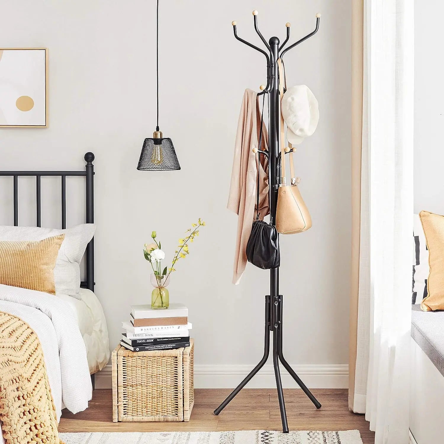 Metal Coat Rack Stand Hat Hanger, Black, 182cm Wholesale Hub