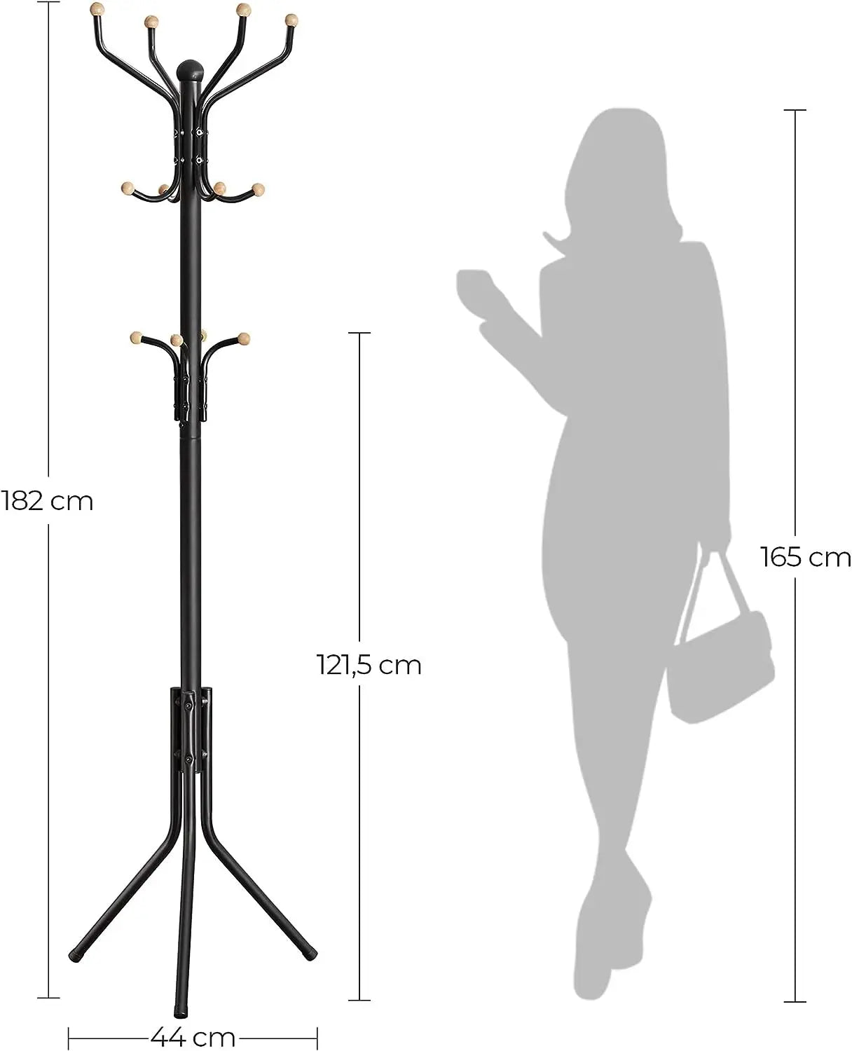 Metal Coat Rack Stand Hat Hanger, Black, 182cm Wholesale Hub