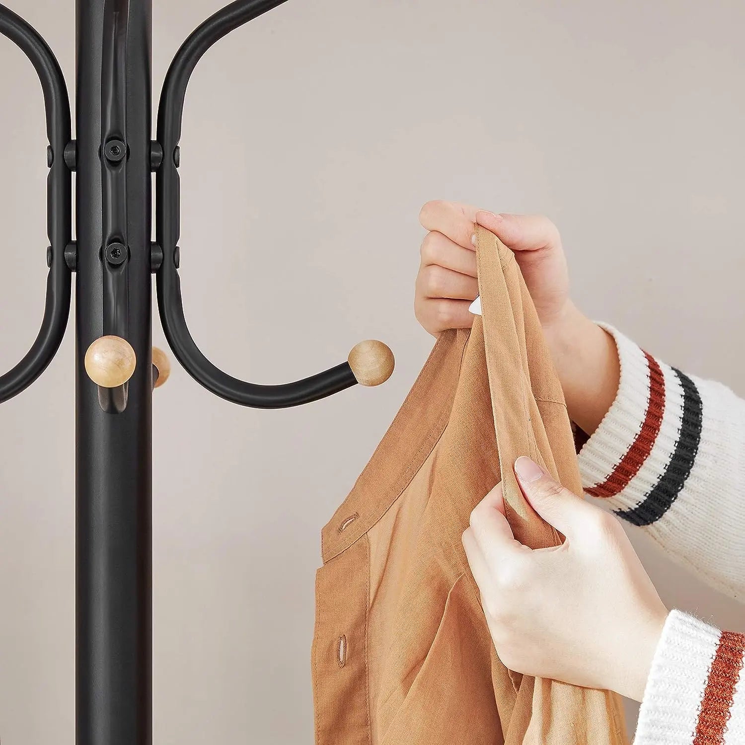 Metal Coat Rack Stand Hat Hanger, Black, 182cm Wholesale Hub