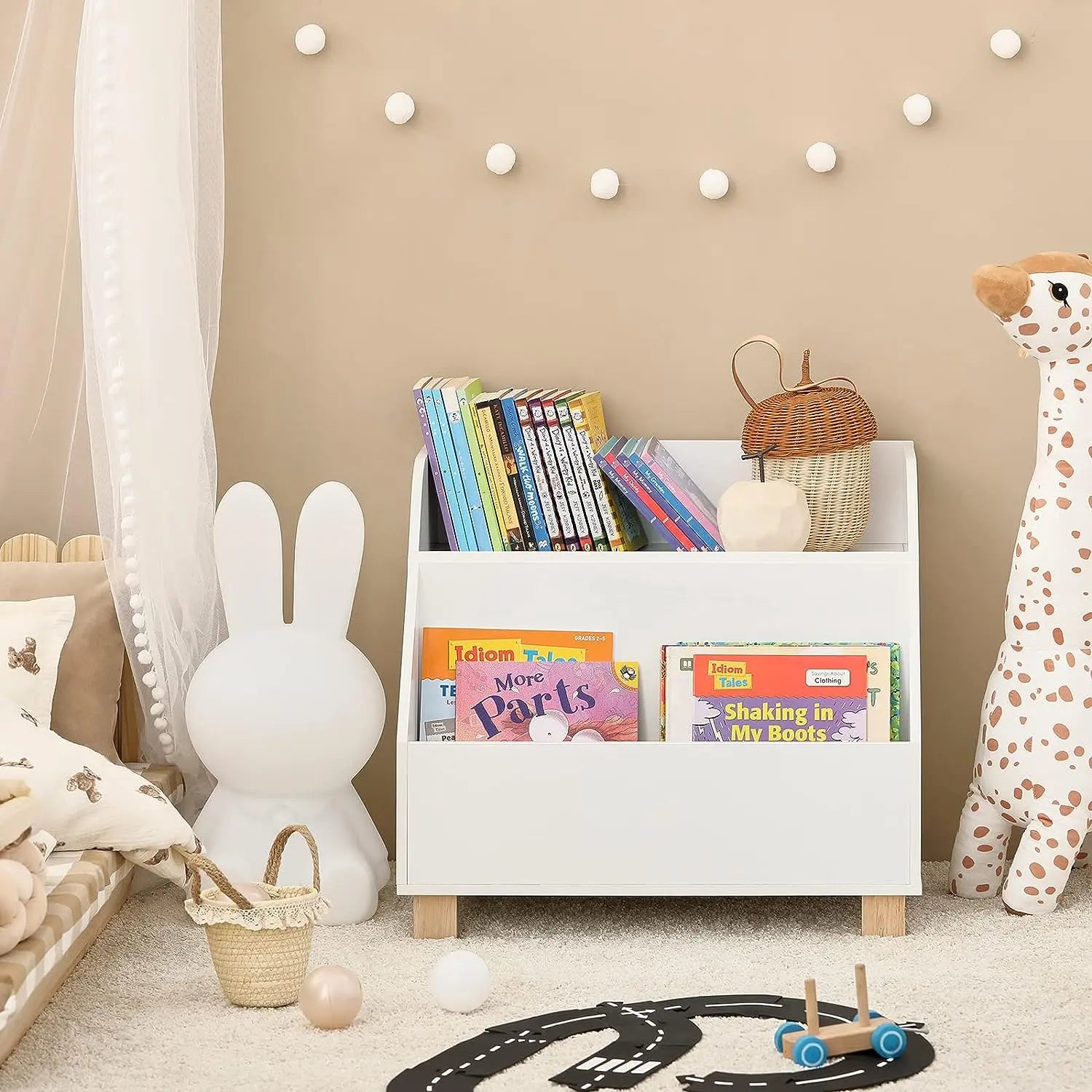 Kids Storage Bookcase 3 Compartments, White Wholesale Hub