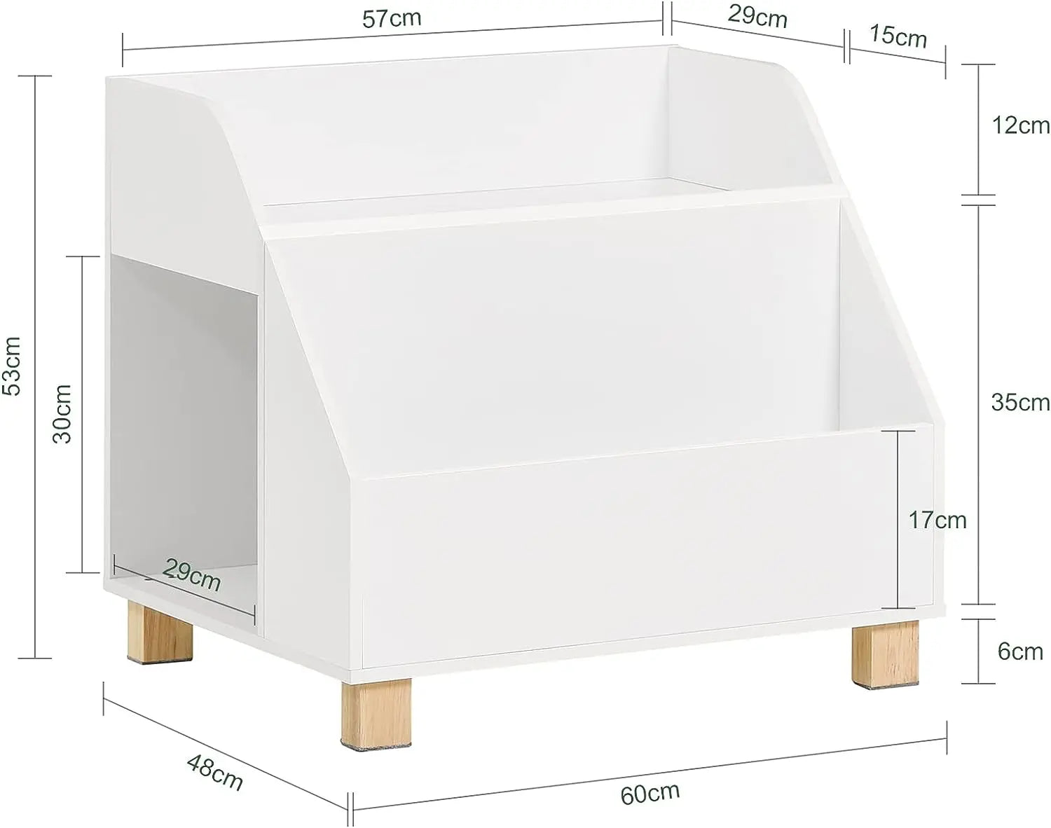 Kids Storage Bookcase 3 Compartments, White Wholesale Hub