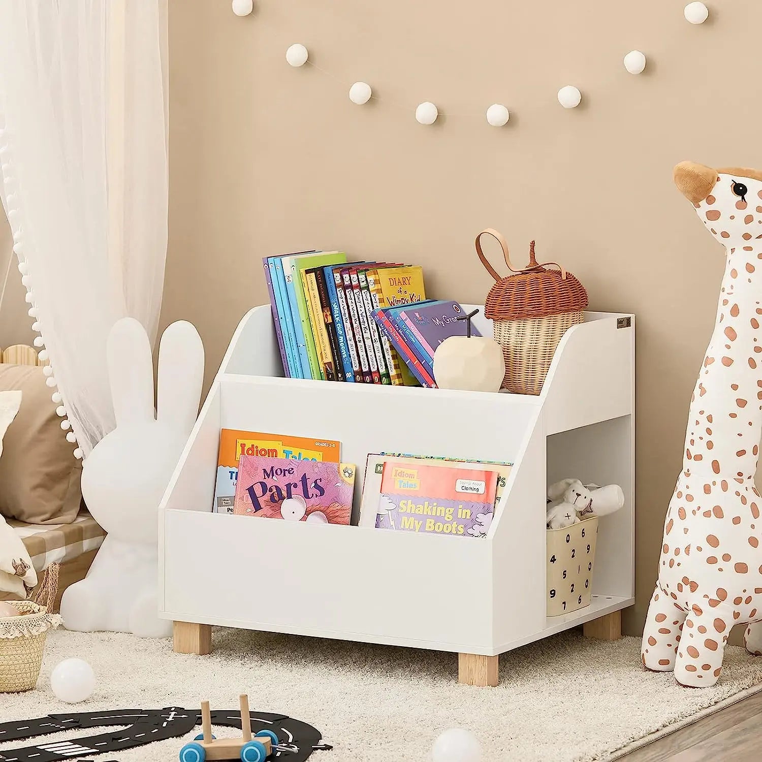 Kids Storage Bookcase 3 Compartments, White Wholesale Hub