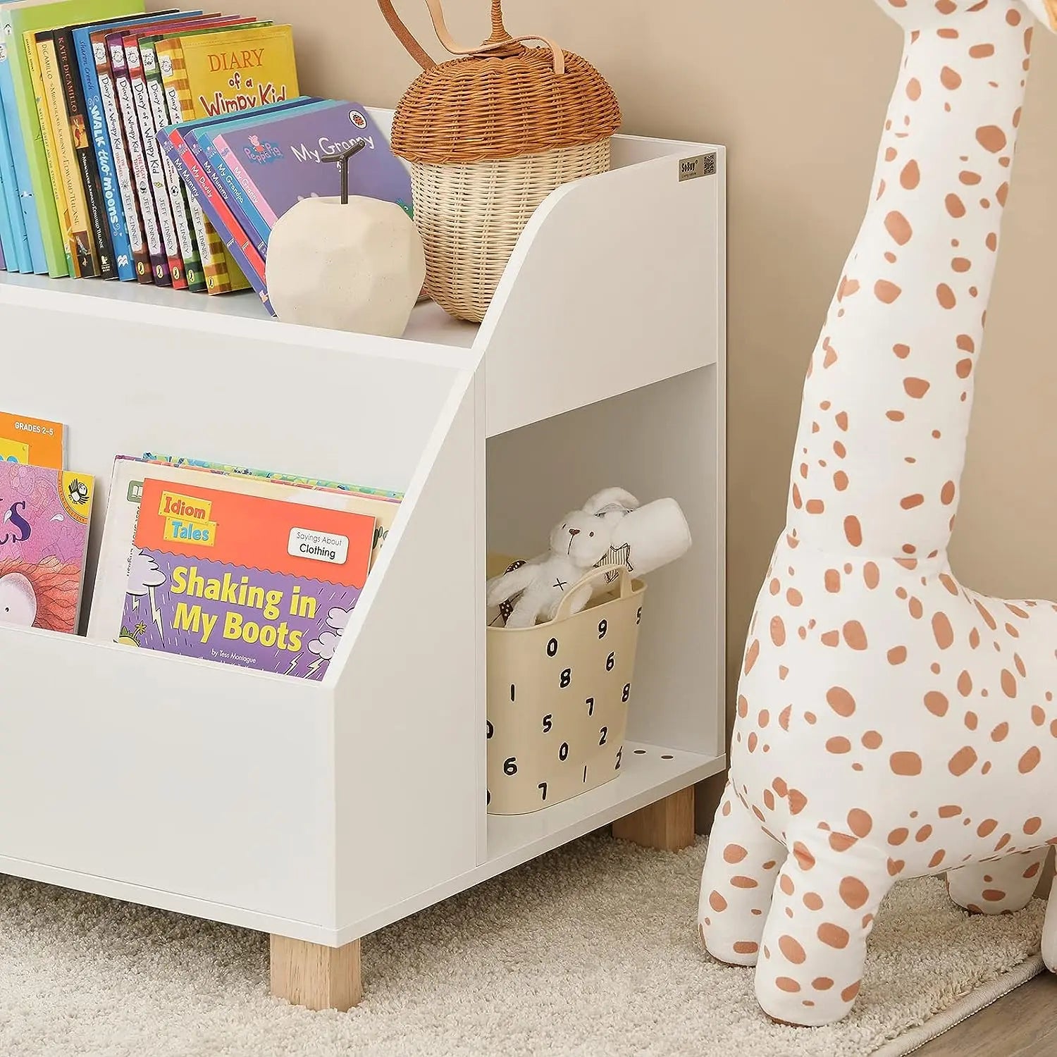 Kids Storage Bookcase 3 Compartments, White Wholesale Hub