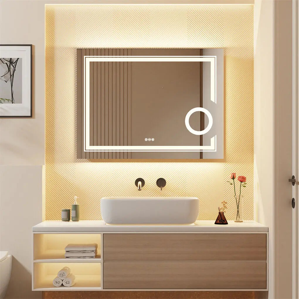 600x800mm LED Bathroom Mirror with Magnification Anti-fog Wholesale Hub