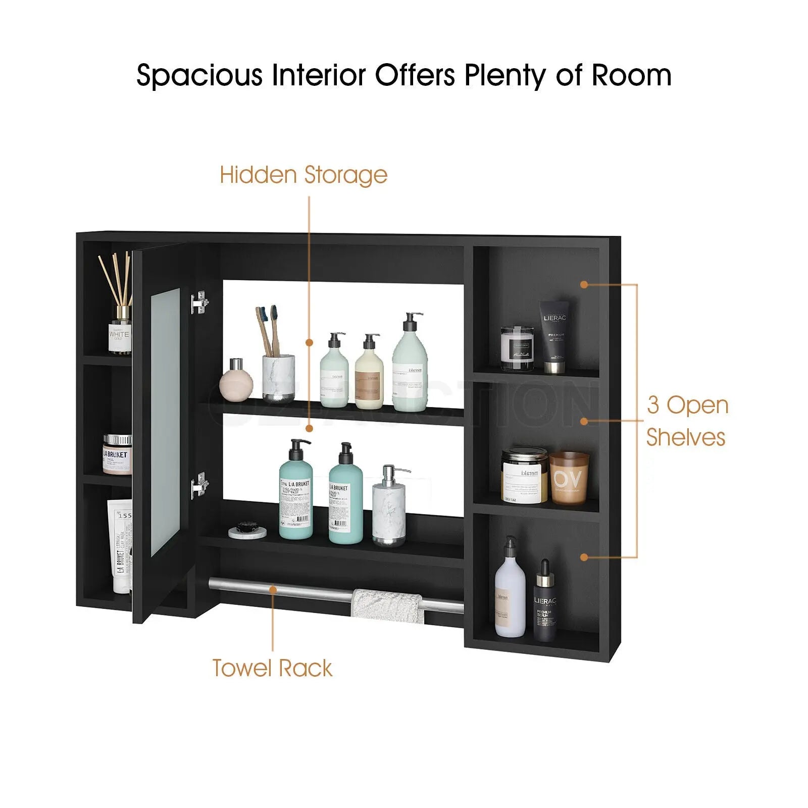 Bathroom Mirrored Cabinet Wall Storage Organizer Wholesale Hub