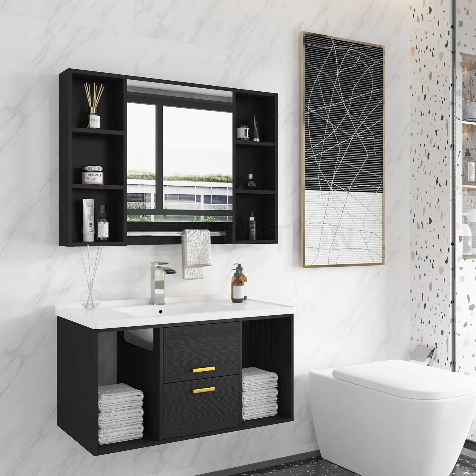 Bathroom Mirrored Cabinet Wall Storage Organizer Wholesale Hub