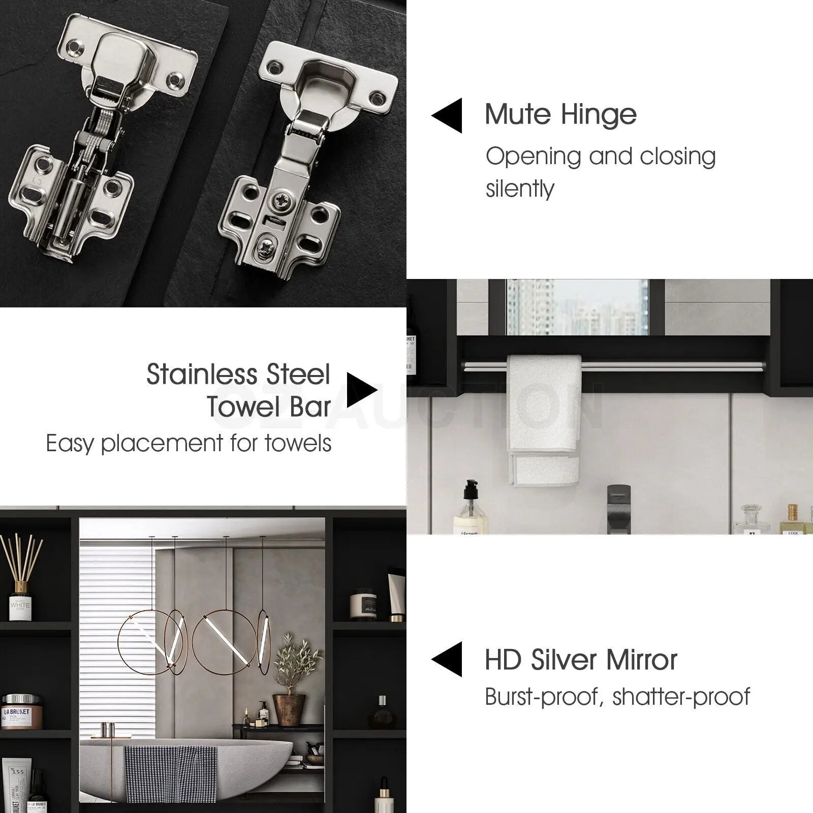 Bathroom Mirrored Cabinet Wall Storage Organizer Wholesale Hub
