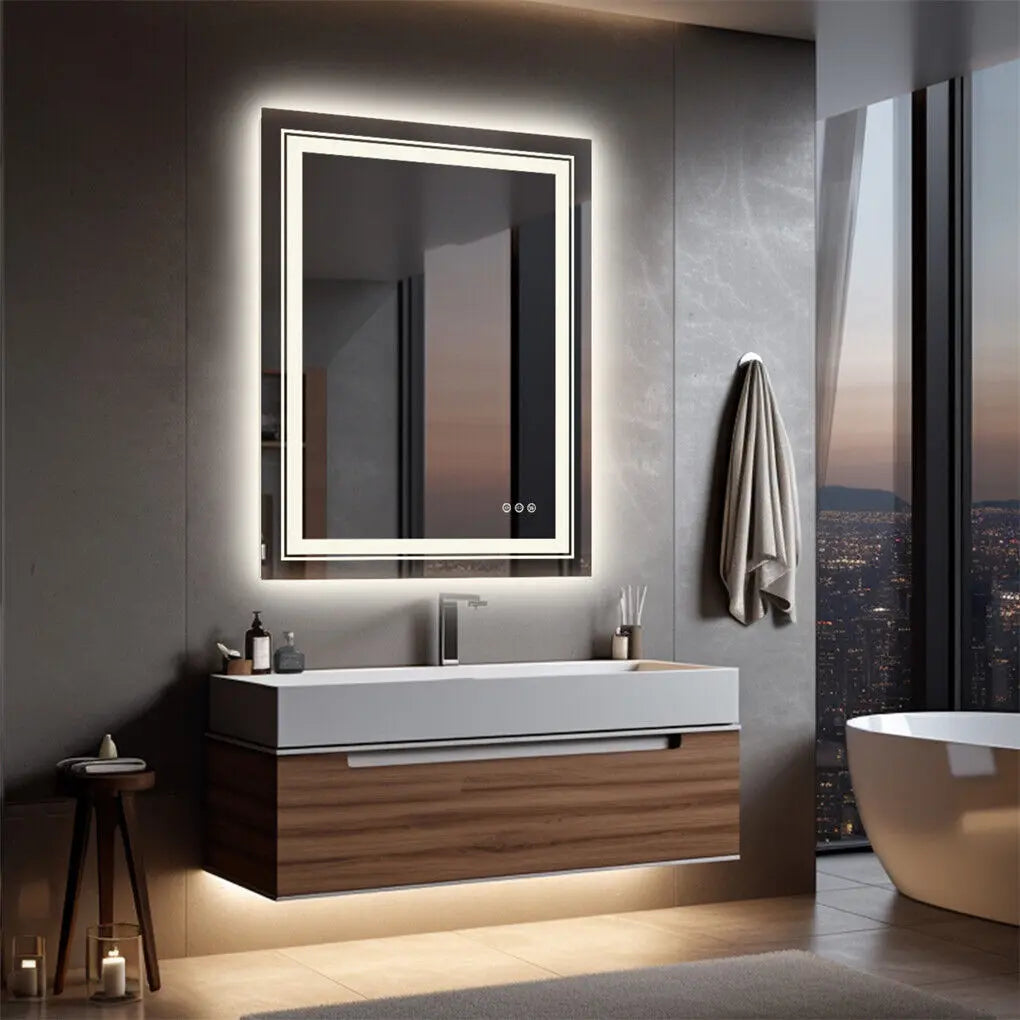 600x800mm LED Bathroom Mirror RBG Anti-Fog Aluminum Wholesale Hub