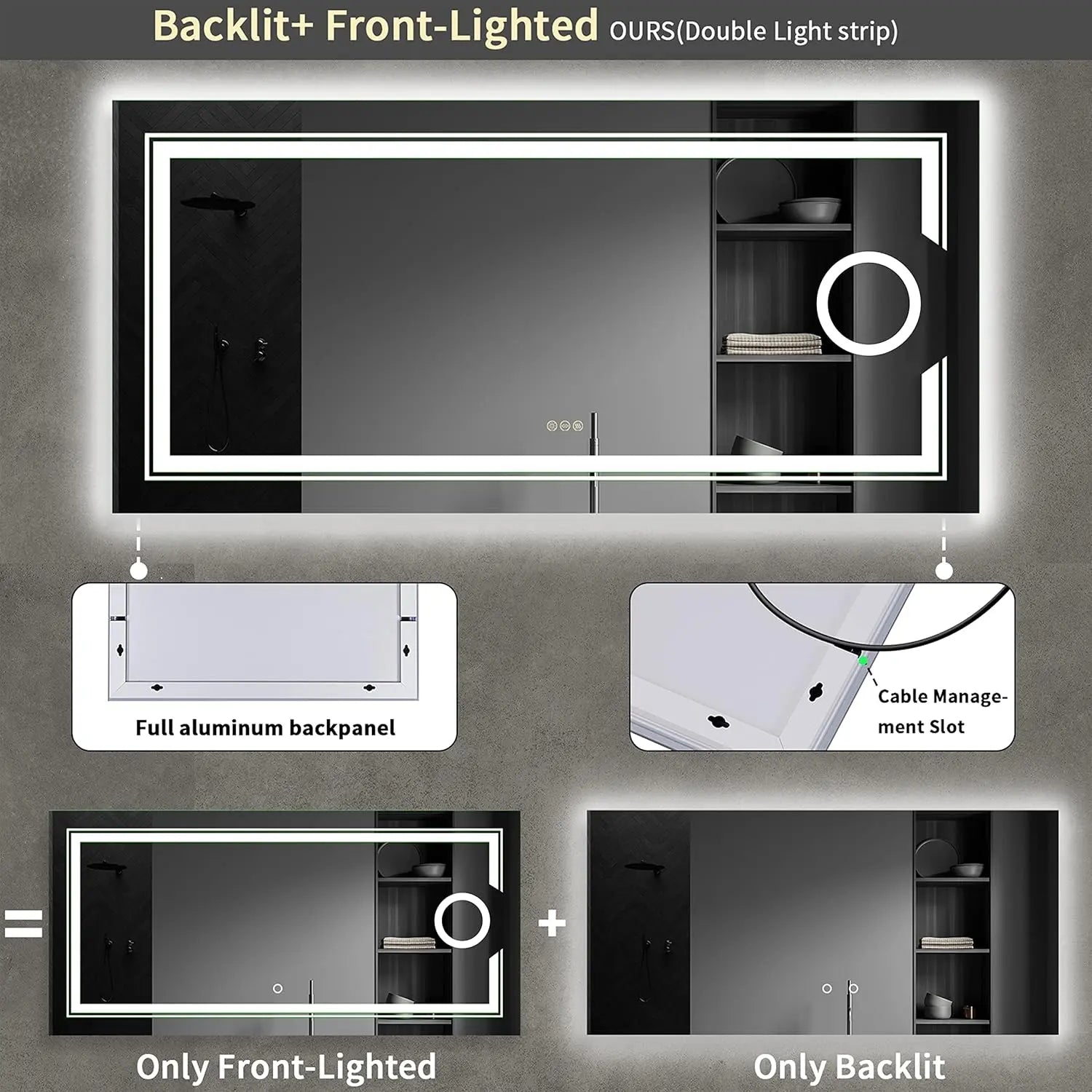 1200x600mm LED Bathroom Mirror Anti-fog Magnifying Wholesale Hub